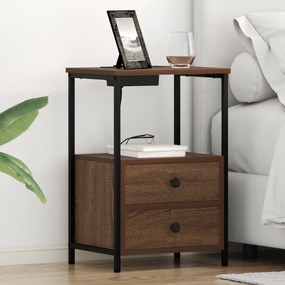 vidaXL Κομοδίνο με Σταθμό Φόρτισης 2 pcs Καφέ δρυς Επεξεργασμένο ξύλο