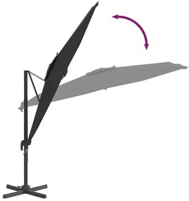 Ομπρέλα Κρεμαστή με LED Μαύρη 400 x 300 εκ. - Μαύρο