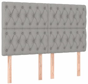 vidaXL Κρεβάτι Boxspring με Στρώμα &amp; LED Αν.Γκρι 140x190εκ. Υφασμάτινο