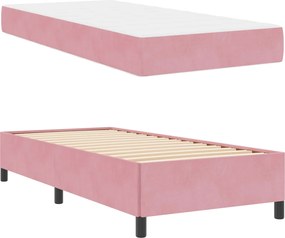vidaXL Σκελετός Κρεβατιού με στρώμα Ροζ 90 x 190 cm ύφασμα