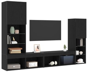 vidaXL LED Ντουλάπα TV Μαύρη Δρυς 30.5x30x102 εκ. Μηχανικά Φτιαγμένη Ξύλινη