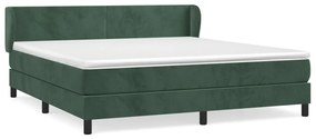 vidaXL Κρεβάτι Boxspring με Στρώμα Σκούρο Πράσινο 180x200εκ. Βελούδινο