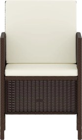 vidaXL Σετ Τραπεζαρίας Κήπου 6 Τεμαχίων Καφέ Συνθ. Ρατάν με Μαξιλάρια