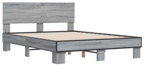 vidaXL Πλαίσιο Κρεβατιού Γκρι Sonoma 120x200 εκ. Επεξ. Ξύλο &amp; Μέταλλο