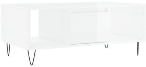 vidaXL Τραπεζάκι Σαλονιού Γυαλ. Λευκό 90x50x36,5 εκ. Επεξεργ. Ξύλο