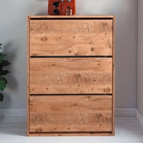 Παπουτσοθήκη μελαμίνης Nave 18 ζευγών pine oak 74x24x110εκ