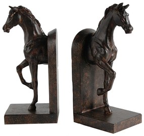 Artekko Bookends Καφέ Διακοσμητικοί Βιβλιοστάτες Ρητίνης με Άλογα (12.7x10.2x26.7)cm 2pcs Artekko 73642