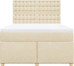vidaXL Κρεβάτι Boxspring με Στρώμα Κρεμ 160x200 εκ. Υφασμάτινο