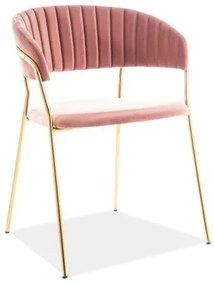 Καρέκλα τραπεζαρίας LIRA  151 Βελούδο  ροζ με χρυσά πόδια