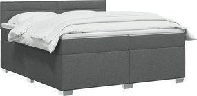 vidaXL Κρεβάτι box spring με στρώμα Σκούρο Γκρι 200 x 200 cm Ύφασμα