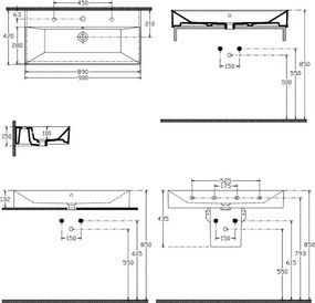 Bianco Ceramica Tetra 32090 90x42 - Νιπτήρας μπάνιου