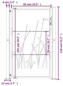 Πύλη Κήπου με Σχέδιο Γρασίδι 105 x 130 εκ. από Ατσάλι Corten - Καφέ