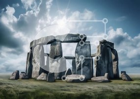 Intra Συλλεκτικό Ξύλινο Παζλ Plywood 4mm - Αρχαίο Stonehenge σε ένα τοπίο με γρασίδι Σε Ξύλινο Κουτί - Διαστάσεις Puzzle: 10x10 cm – 25 κομμάτια