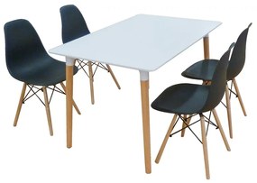 Σετ Τραπεζαρίας Loft Μαύρο Randy 5Τμχ 120x80x72 Λευκό/Μαύρο Ξύλο/PP
