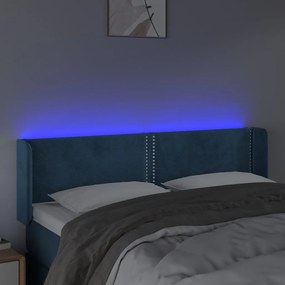 Κεφαλάρι Κρεβατιού LED Σκούρο Μπλε 147x16x78/88 εκ. Βελούδινο - Μπλε