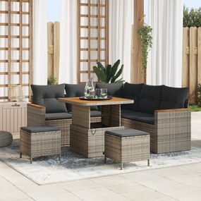 vidaXL Σετ Καναπέ Κήπου με μαξιλάρι 8 pcs Γκρι Πολυ ράταν