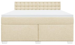 vidaXL Κρεβάτι Boxspring με Στρώμα Κρεμ 180x200 εκ. Υφασμάτινο