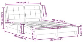 ΠΛΑΙΣΙΟ ΚΡΕΒΑΤΙΟΥ ΜΕ ΚΕΦΑΛΑΡΙ ΛΕΥΚΟ 140X190 ΕΚ. ΣΥΝΘΕΤΙΚΟ ΔΕΡΜΑ 3208178