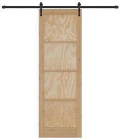 vidaXL Συρόμενη Πόρτα Χειροκίνητος Καφέ 78 x 232 cm Μασίφ ξύλο πεύκου