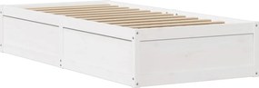 vidaXL Πλαίσιο Κρεβατιού με Κεφαλάρι Λευκό 90 x 190εκ. Μασίφ Πεύκο