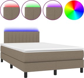 vidaXL Κρεβάτι Boxspring με Στρώμα &amp; LED Taupe 120x200 εκ. Υφασμάτινο