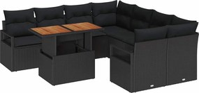 vidaXL Σετ Καναπέ Κήπου με αποθήκευση 9 pcs Μαύρο Πολυ ράταν