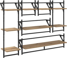 vidaXL Σετ ραφιών τοίχου με ράφι 6 pcs Artisan Oak 100 x 25 x 30 cm