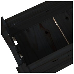 Ζαρντινιέρα Μαύρη 77x25x104,5 εκ. από Μασίφ Ξύλο Πεύκου - Μαύρο