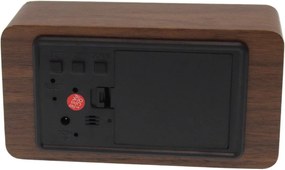 Επιτραπέζιο Ξύλινο Ψηφιακό Ρολόι με οθόνη LED, Ξυπνητήρι, Θερμόμετρο - Καφέ