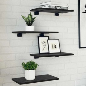 vidaXL Ράφι Βιβλίων 4 pcs Μαύρο 40 x 20 x 1,5 cm Επεξεργασμένο ξύλο