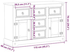 Ντουλάπι Corona 112 x 40 x 75 εκ. από Μασίφ Ξύλο Πεύκου