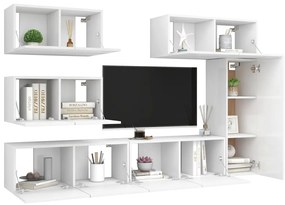 vidaXL Έπιπλα Τηλεόρασης Σετ 6 Τεμαχίων Λευκό από Επεξ. Ξύλο