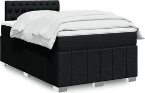 vidaXL Κρεβάτι Boxspring με Στρώμα Μαύρο 120x200 εκ. Υφασμάτινο