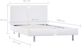 vidaXL Πλαίσιο Κρεβατιού Λευκό 90 x 200 εκ. από Συνθετικό Δέρμα