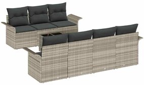 vidaXL Σετ Καναπέ Κήπου 8 pcs Ανοιχτό γκρι με σκούρα γκρι μαξιλάρια