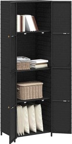 vidaXL Ντουλάπι Αποθήκευσης Κήπου Μαύρο 59x40x180 εκ. από Συνθ. Ρατάν