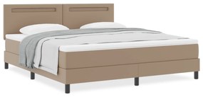 vidaXL Κρεβάτι με Στρώμα Box Spring σε Καπουτσίνο, Σούπερ Κινγκ μέγεθος, από Συνθετικό Δέρμα