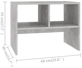 Τραπέζι Βοηθητικό Γκρι Σκυροδέματος 60x40x45 εκ. Μοριοσανίδα - Γκρι