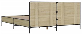 vidaXL Πλαίσιο Κρεβατιού Sonoma Δρυς 140x200 εκ. Επεξ. Ξύλο & Μέταλλο