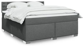 vidaXL Κρεβάτι Boxspring με Στρώμα Σκούρο Γκρι 180x200 εκ Υφασμάτιν