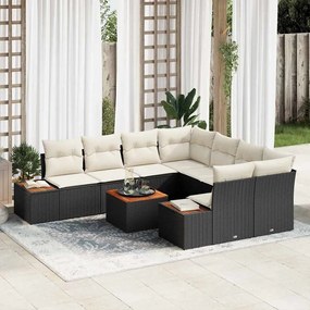 vidaXL Σετ Καναπέ Κήπου με μαξιλάρι 9 pcs Μαύρο Πολυ ράταν