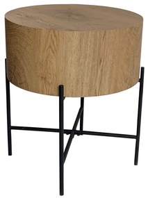 MADERA SIDE TABLE ΦΥΣΙΚΟ ΜΑΥΡΟ 45x45xH45cm