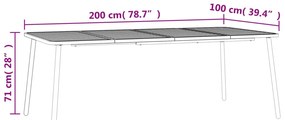 vidaXL Τραπέζι Κήπου Ανθρακί 200x100x71 εκ. Ατσάλινο