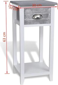 vidaXL Κομοδίνο με 1 Συρτάρι Γκρι / Λευκό