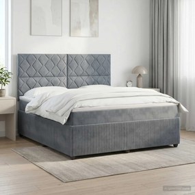 vidaXL Κρεβάτι box spring με στρώμα Σκούρο Γκρι 160 x 200 cm Βελούδο