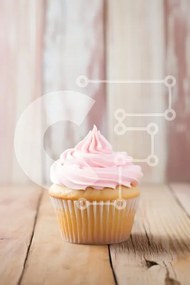 Σετ των 2 Intra Συλλεκτικό Ξύλινο Παζλ Plywood  4mm - Νόστιμο Cupcake με ροζ πάγωμα Σε Ξύλινο Κουτί - Διαστάσεις: 10x10 cm – 25 κομμάτια