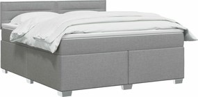 vidaXL Κρεβάτι Box Spring με Στρώμα και LED Ανοιχτό γκρι 140 x 200 cm