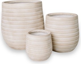 Σετ Κασπώ 3τμχ. Στρογγυλό με όψη Bamboo σε Μπεζ Χρώμα  14664-3SB