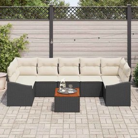 vidaXL Σετ Καναπέ Κήπου 8 pcs Μαύρος, λευκός
