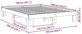 ΠΛΑΙΣΙΟ ΚΡΕΒΑΤΙΟΥ  ΧΩΡΙΣ ΣΤΡΩΜΑ 140X190 CM ΜΑΣΙΦ ΞΥΛΟ ΔΡΥΣ 851960